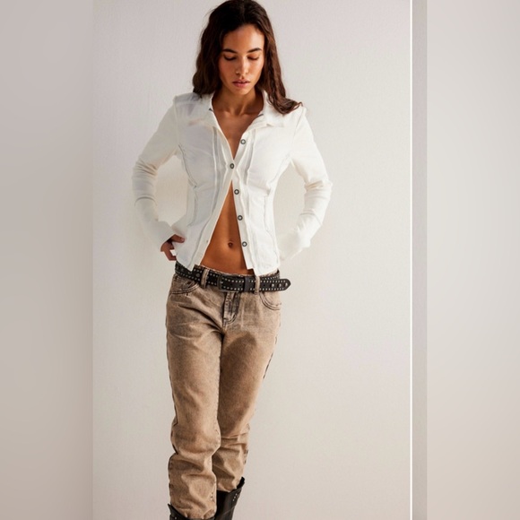 Free People tiny button up top Sz M - Picture 1 of 10